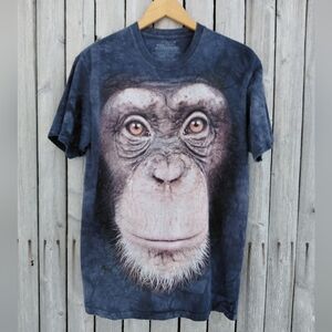 2013 The Mountain black grey tie dye chimpanzee monkey graphic tshirt Womens M